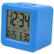 Blue Alarm Clocks LA CROSSE TECHNOLOGY Soft Cube LCD Alarm Clock with Smart Light, Blue