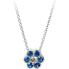 Aspinal of London Athena Cluster Pendant Necklace - White Gold/Diamonds/Sapphire