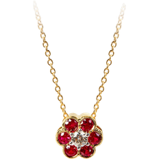 Aspinal of London Athena Cluster Pendant Necklace - Gold/Diamonds/Ruby