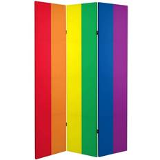Other Decoration Oriental Furniture 6" Double Sided Rainbow Canvas Room Divider Red/Orange/Blue