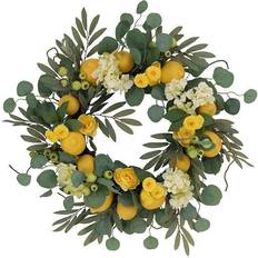 Puleo International Wall Decorations Puleo International Lemon & Hydrangea Floral Spring Wreath