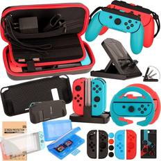 Nintendo switch oled bundle Gaming Accessories EOVOLA Accessories Kit for Switch OLED Model Games Bundle Wheel Grip Caps Carrying Case Screen Protector Controller