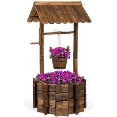 Best Choice Products Outdoor Planter Boxes Best Choice Products Rustic Wooden Wishing Well Planter