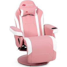 Gaming Chairs Costway Goplus Massage Gaming Recliner Reclining Racing Chair Swivel w/Cup Holder & Pillow Pink