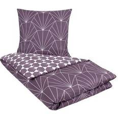 Borg Design Dobbeltdyne sengetøj 200x220 Hexagon blomme Dynetrekk Lilla (220x200cm)