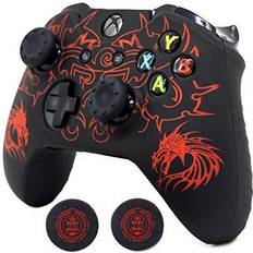 Controller Add-ons BRHE Xbox One Anti-Slip Controller Skin with 2 Thumb Grips Caps - Red