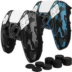 PlayStation 5 Controller Add-ons Fosmon PS5 DualSense Controller Non-Slip Protective Cover - Camo Black/Blue