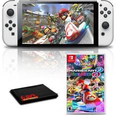 Nintendo switch console with mario kart Game Consoles Nintendo Switch OLED White with Mario Kart 8 Deluxe Game