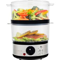 Ovente Food Steamers Ovente 20-Cup Silver 2-Tier Food