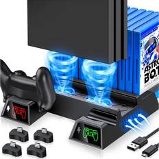 Batteries & Charging Stations Kawaye PS4 Stand Cooling Fan for PS4 Slim/ Pro/Regular PlayStation4 Vertical Stand Charging
