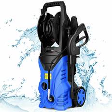 Mains Pressure Washers Costway 2030PSI Electric Pressure Washer Cleaner 1.7 GPM 1800W with Hose Reel Blue