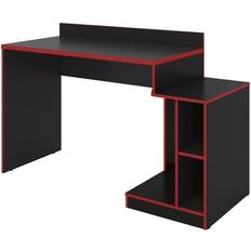 Home office desks Furniture The Urban Port 53.54 in. W Rectangular Black and Red Wooden Home Office Computer Gaming Desk