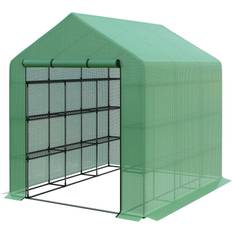 OutSunny Greenhouses OutSunny Greenhouse 8' 7', Walk-in Hot House, 18 shelves, Plants