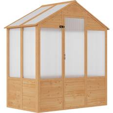 Mini wooden greenhouse OutSunny Wooden Greenhouse 6x4ft Wood Polycarbonate