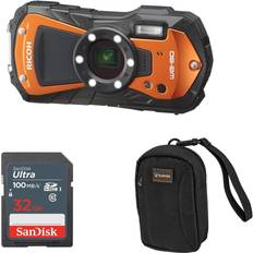 Ricoh WG-80 Waterproof Digital Camera, Orange with 32GB SD Card