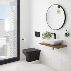Black Toilets Swiss Madison Carre Elongated Toilet Bowl Only in Matte Black