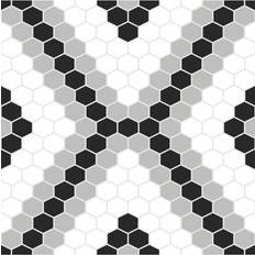 Black and white vinyl floor tiles FloorPops Leyton Peel & Stick 70H540WFD 30.5x30.5