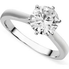 Diamond Rings Charles & Colvard Moissanite Solitaire Engagement Ring - White Gold/Diamond