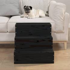vidaXL Stair Black 40x37.5x35 cm Solid Wood Pine - Black