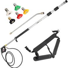 Vevor Pressure Washers Vevor Telescoping Pressure Washer Wand, 18ft Length Adjustable Power Washer Extension Wand, 4000PSI 9GPM Power Cleaning Tools w/ Strap Belt, 5 Nozzle Tips, 3/8'' & 1/4'' Quick Connectors, Silver/Black