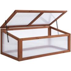 Mini Greenhouses OutSunny Greenhouse Wooden Polycarbonate Cold Frame Grow House Raised Planter Box