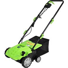 Costway IronMax 12Amp Corded Scarifier 13 Electric Lawn Dethatcher w/40L Collection Bag Green