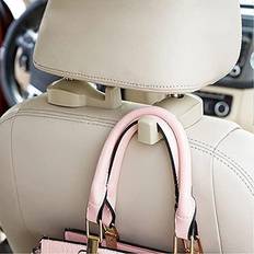 IPELY Universal Car Vehicle Back Seat Headrest Hanger Holder Hook for Bag Purse Cloth Grocery (Beige -Set of 2)