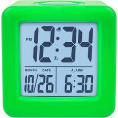 Green Alarm Clocks LA CROSSE TECHNOLOGY Equity Green Soft Cube LCD Alarm Clock with Smart Light