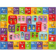 Play Mats Playtime Collection ABC Alphabet ASL Sign Language Educational Learning & Game Area Rug Carpet for Kids and Children Bedrooms and Playroom