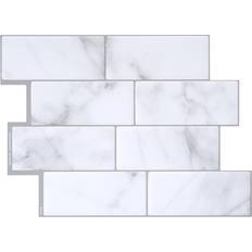 Tiles Smart Tiles 8.38 in. W X 11.56 in. L Gray/White Mosaic Vinyl Adhesive Wall Tile 4 pc
