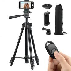 Tripod Mounts & Clamps Polarduck Phone Tripod Tripod for iPhone 51 Inch 130cm Lightweight Tripod Stand for iPhone/Samsung/Huawei Cell Phone Camera and Gopro with Bluetooth Remote Control Phone Holder and Gopro Mount