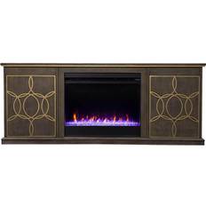 Gold Electric Fireplaces Southern Enterprises Yardlynn Color-Changing Fireplace, 24-1/2”H x 60-3/4”W x 15”D, Brown/Gold