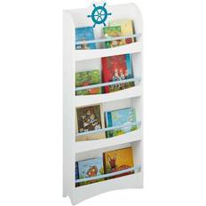 Bücherregale Relaxdays Children's Bookcase, 4 Narrow Compartments, MDF, Maritime Design Shelf, HWD: 124