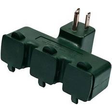 GoGreen Power 3 Outlet Tri-tap adapter with covers, GG-03431GN Green