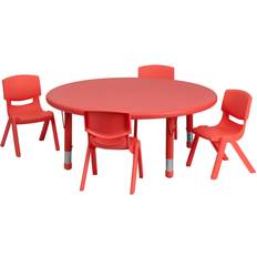 Flash Furniture Emmy 45'' Round Height Adjustable Activity Table with 4 Chairs