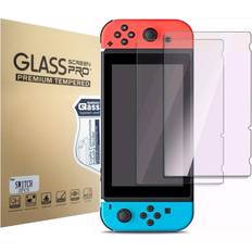 [2 Pack] Compatible with Nintendo Switch 2017 Screen Protector Tempered Glass, POKANIC Transparent HD Clear Anti-Scratch Screen Bubble