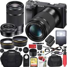 Sony Digital Cameras Sony a6400 4K Mirrorless Camera ILCE-6400L/B (Black) with 16-50mm f/3.5-5.6 and 55-210mm F4.5-6.3 2 Lens Kit and 0.43x Wide Angle 2.2x Telephoto Deco Gear Extra Battery Remote & Flash Bundle