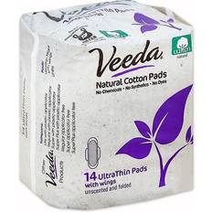 Veeda 14-Count Ultra Thin Natural Cotton Pads With Wings - No Color