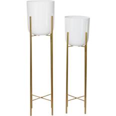Pots & Planters Deco 79 COSMO BY COSMOPOLITAN White Metal Glam Planter with Removable Stand - Set 2