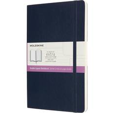 Moleskine Large Double Layout Plain Ruled Softcover Notebook: Sapphire