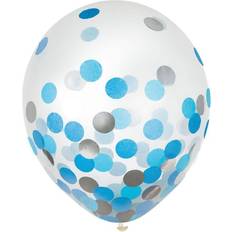 Balloons Amscan 12 in. Blue and Silver Confetti Balloons (4-Pack)