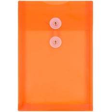 Jam Paper Open-End Plastic Envelopes, 6 1/4" x 9 1/4" Bright Orange, Pack Of 12