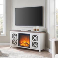 White Fireplaces Evelyn&Zoe Electric Fireplace TV Stand with 2 Doors for TVs up to 55 White