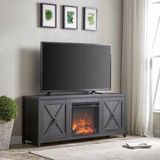 Evelyn&Zoe Electric Fireplace TV Stand with 2 Doors for TVs up to 65 Gray