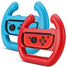 Wheels tnp wheel joy-con controller for nintendo switch (set of 2) racing steering wheel controller accessory grip handle kit attachment switch (red