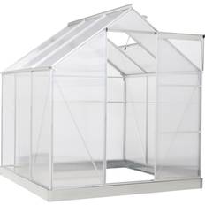 OutSunny Freestanding Greenhouses OutSunny Portable Walk-In Greenhouse 6x6ft Aluminum Polycarbonate