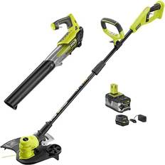 Ryobi Leaf Blowers Ryobi 18V Li-Ion Cordless 13" String Trimmer/Edger and Jet Fan Blower Combo Kit with Battery and Charger