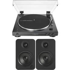 Audio technica lp60xbt Audio-Technica AT-LP60XBT Belt-Drive Stereo Turntable Black W/Kanto YU4 Speakers