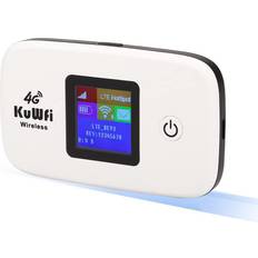 Mobile Modems KuWFi 4G LTE Mobile WiFi Hotspot Unlocked Wireless Internet Router Devices with SIM Card Slot for Travel Support B2/B4/B5/B12/B17 Network Band for AT&T/T-Mobile