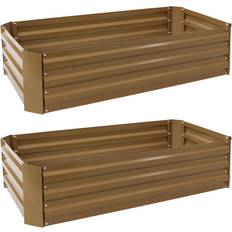 Pots, Plants & Cultivation 48 Galvanized Steel Rectangle Raised Bed - Brown